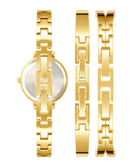 Anne Klein Women's Premium Crystal Accented Bangle Watch Set, AK/2245, Gold