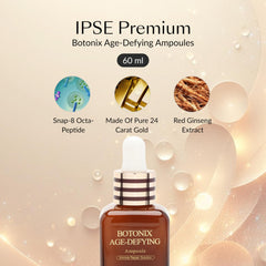 IPSE Premium Botonix Korean Ampoule Face & Neck Serum 60ml - Skin Care Anti Aging Facial Brightening Serum - Reduce Fine Line, Wrinkle with SNAP-8 Complex & 24k Gold
