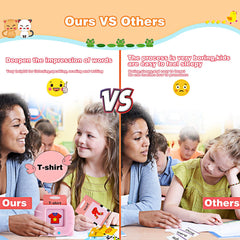 Talking Flash Cards Learning Toys for Toddlers 1-6 Year Old,British English, 224 Words, Audible Educational Toys, Preschool Learning Resource Electronic Interactive Toy Birthday Gifts for Kids-Pink