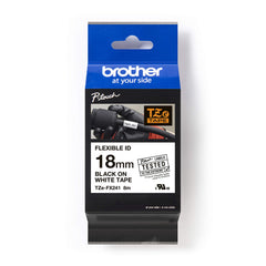 Brother TZe-FX241 - Adhesive - black on white - Roll (1.8 cm x 8 m) 1 cassette(s) flexible ID tape - for Brother PT-D600, P-Touch PT-1880, D450, D800, E550, E800, P900, P950, P-Touch EDGE PT-P750