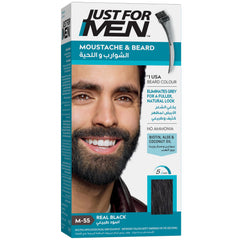 Just for Men Moustache & Beard Dye, Men's Facial Hair Colour, M55 - Real Black