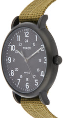 Timex Weekender 43mm Black Dial and Olive Green Strap Quartz Watch TW2U68200