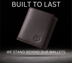 Stealth Mode Leather Trifold RFID Wallet For Men With Flip Out ID Holder - Coffee