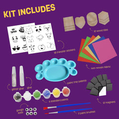 Creoos Magnetic Mini Tiles Arts & Crafts for Kids Make Your Own Fridge Magnets 12 Wood Tiles Painting Kits Toys for Girls Boys Stickers Gems Craft Summer Activities Art Set DIY Supplies Birthday Gifts