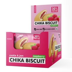 Chikalab Chika Biscuit Protein Cookie with Jam Filling Raspberry Flavor High Fiber and No Sugar Added - 50g (Pack of 9)