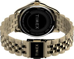 Timex Women's Waterbury Legacy 34mm Watch – Black Dial Gold-Tone Stainless Steel Case & Bracelet with Crystals - Gold-Tone/Black Crystals