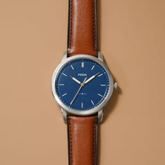 Fossil Men's Quartz Watch, Analog Display and Leather Strap Blue