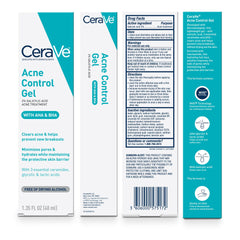 CeraVe Salicylic Acid Acne Treatment with Glycolic Acid and Lactic Acid | AHA/BHA Acne Gel for Face to Control and Clear Breakouts | Fragrance Free, Paraben Free, Oil Free & Non-Comedogenic|1.35 Ounce