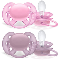 AVENT Philips Ultra Soft Pacifier, 6-18 Months, Pink, 4 Pack, SCF211/41
