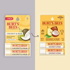 Burt's Bees 100% Natural Moisturizing Lip Balm, Coconut & Pear with Beeswax & Fruit Extracts - 2 Tubes