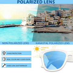 KANASTAL Polarized Sunglasses for Women, Classic Square Mens Sun Glasses, Lightweight Shades for Womens Outdoor 100% UV400 Protection Driving Fishing Golf Outdoor Activities