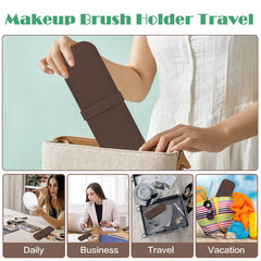 Frimon Makeup Bag Small Silicon Cosmetic Bag Travel Makeup Brush Holder Organizer Aesthetic with Binding Strap Accessories Storage Bag for Women,Christmas