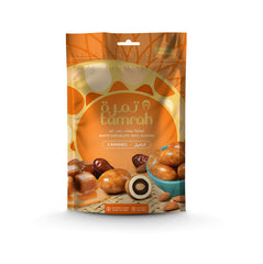 Tamrah Caramel Chocolate with Dates & Almonds Coated in Premium White Chocolate β Luxurious Treats for Gifting, Sharing, and Special Occasions β 100g Zipper Bag