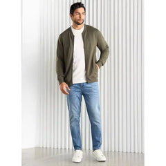 Plain Quilted Bomber Jacket with Pockets - Green