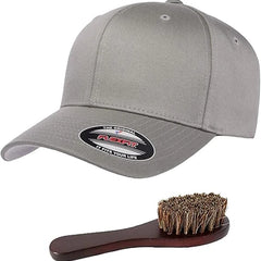 Flexfit Wooly Combed Men's Athletic Stretch Fitted Baseball Cap Bundle with THP Hat & Clothing Brush