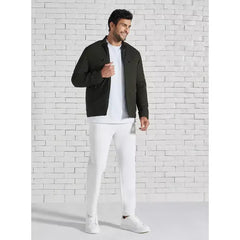 Pique Biker Jacket with Padding - Green