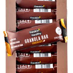 Freakin Healthy Raw Chocolate Granola Bar, Chocolate Coated Snack, Energy Booster, Plant Based Ingredients - 50G Pack of 10