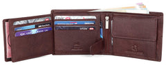 WildHorn® RFID Protected Genuine Leather Wallet & Gift Combo for Men - Maroon brown