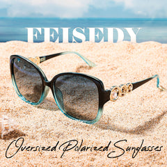 FEISEDY Women's Fashion Sunglasses, Oversized Square Frame with Pearl Sparkling, Polarized UV Protection B2821