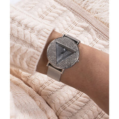 GUESS US Women's Silver-Tone Logo Analog Watch
