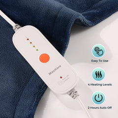 MaxKare Extra Large Flannel Heating Pad 24" x 40" With 4 Heat Settings & Auto Shutoff for Full Body Stress Relief - Navy Blue