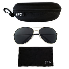 J+S Premium Military Style Classic Aviator Sunglasses, Polarized, 100% UV protection for Men Women