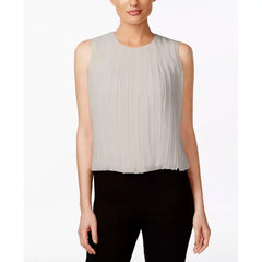 Macy's Sleeveless Pleated Blouse-Khaki