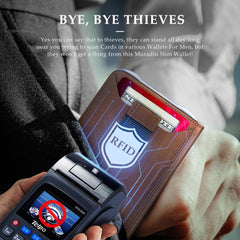 ENIGMA Dapper PU Leather Bifold Front Pocket Slim Wallet for Men, Aluminum Metal Travel Tactical RFID Blocking Card Holder Money Clip, Ideal Men's Gift - Crazy Horse