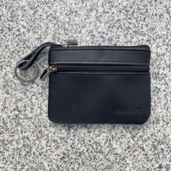 Moplusea Genuine Leather 2 Zipper Coin Purse Wallet With Key Ring, Soft Change Purse, Coin Pouch Holder For Men, GLCB010 Black, Size 4.53 * 3.34 Inches, Genuine Leather