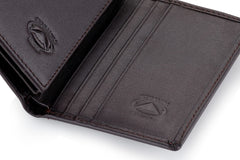 Stealth Mode Leather Trifold RFID Wallet For Men With Flip Out ID Holder - Coffee