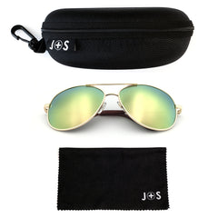 J+S Premium Military Style Classic Aviator Sunglasses, Polarized, 100% UV protection for Men Women
