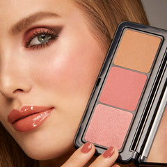 KIKO MILANO Multi-Finish Blush & Bronzer Trio Palette 01 | Face palette with 1 bronzer and 2 blushes in matte and metallic finishes
