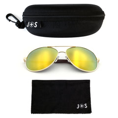 J+S Premium Military Style Classic Aviator Sunglasses, Polarized, 100% UV protection for Men Women