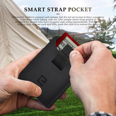 ENIGMA Dapper PU Leather Bifold Front Pocket Slim Wallet for Men, Aluminum Metal Travel Tactical RFID Blocking Card Holder Money Clip, Ideal Men's Gift, Nappa Black