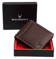 WildHorn Men WH1253 Travel Accessory- Bi-Fold Wallet - Brown-WH1356