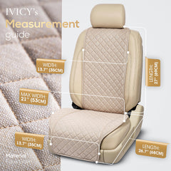 IVICY Linen Car Seat Cover for All Seasons Soft & Breathable Front Premium Covers with Non-Slip Protector Universal Fits Most Automotive, Van, SUV, Truck - 1 Unit