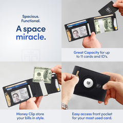 TRAVANDO AirTag* Wallet Mens Wallet with Money Clip Air Tag Wallet Card Holder RFID Blocking Bifold Gifts for Men, Black & Chess