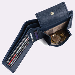 WildHorn® RFID Protected Genuine Leather Wallet & Gift Combo for Men - Navy Blue