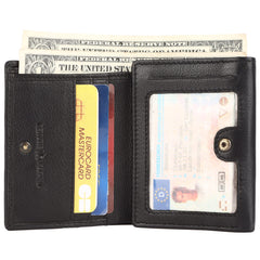 HAMMONDS FLYCATCHER Genuine Pure Leather Small Wallets for Men, Napa Black - RFID Protected Leather Wallet for Men -Mens Wallet with 5 Card Slots -Trifold Money Wallet Purse -Gift for Him