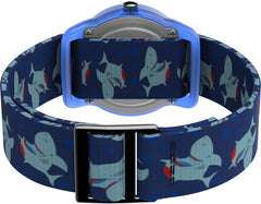 Timex Kid's Analog 28 mm Elastic Fabric Strap Watch - Sharks