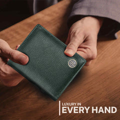 HAMMONDS FLYCATCHER Genuine Leather Wallet for Men - RFID Protected Leather Purse for Men, Money Purse for Men, Bi-Fold Wallet - 3 Card Slots, 2 ID Slots, Coin Pocket, Hidden Pockets - Sea Green