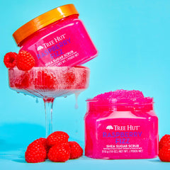 Tree Hut Raspberry Fizz Shea Sugar Scrub | 510g | Exfoliating & Nourishing | Juicy Raspberries & Chia Seed Oil | Paraben-Free & Vegan
