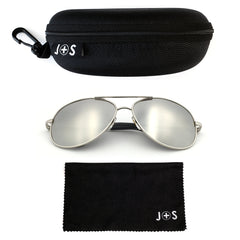 J+S Premium Military Style Classic Aviator Sunglasses, Polarized, 100% UV protection for Men Women