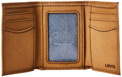 Levi's Men's RFID Trifold Wallet - Sleek and Slim Includes ID Window and Credit Card Holder - Cognac