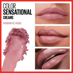 Maybelline Color Sensational Lipstick, Lip Makeup, Cream Finish, Hydrating Lipstick, Romantic Rose, Pink,1 Count