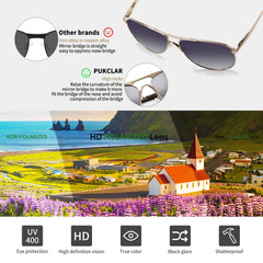 PUKCLAR Pilot Men Women polarised Sunglasses with Ultra-Light Metal Frame UV400 Protection Classic Style for Fishing Driving Golf