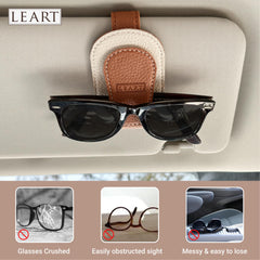LEART Sunglass Holder for Car – Car Sunglasses Holder | Car Accessories | Automobile Accessories | Sun Visor Car I Suitable for All Car Models Caramel, One Size