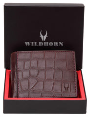 WildHorn Men Leather Wallet for Men Men's Wallet - MAROON CROCO