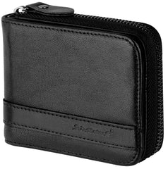 Admetus Men's Genuine Leather Bifold Zip-around Wallet with Elegant Gift, Black 10, Medium, Bifold Wallet