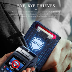 ENIGMA Dapper PU Leather Bifold Front Pocket Slim Wallet for Men, Aluminum Metal Travel Tactical RFID Blocking Card Holder Money Clip, Ideal Men's Gift - Grid